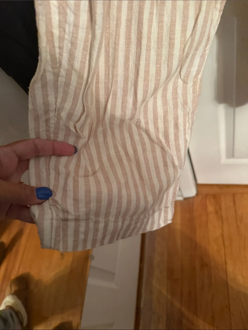 a new day Cream and Light Pink Striped Tie-Shoulder Jumpsuit
